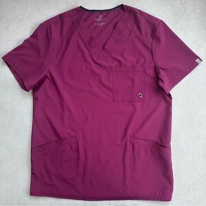 Cherokee Infinity Men’s V Neck Scrub Top. Maroon. Medium.